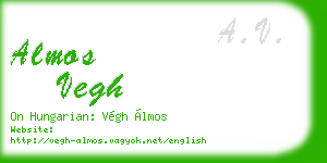 almos vegh business card